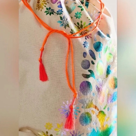 Free People Movement Rainbow Foil Tree Cotton Drawstring Gift Bag NWT - Picture 3 of 5